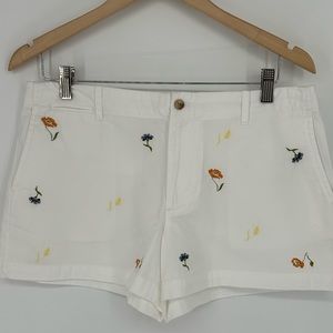 NWOT Polo Ralph Lauren Womens Shorts White Floral Embroidered Chino U3